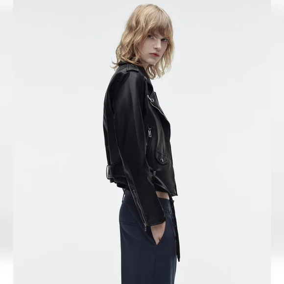 ZARA Faux leather jacket 😍 👌 ✨️ 😎New with tags 👌 😎 - Picture 6 of 9